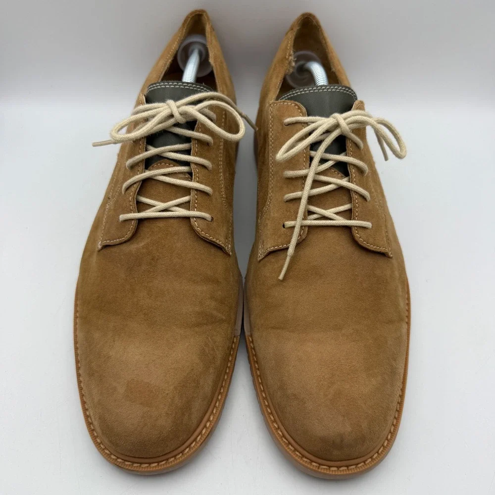 Cole Haan Grand.OS Derby Shoes Mens 11.5 Tan Suede Plain Toe C13800